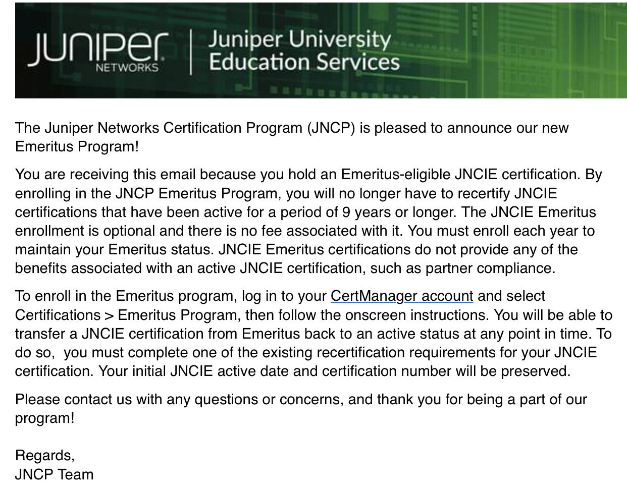 Juniper Emeritus